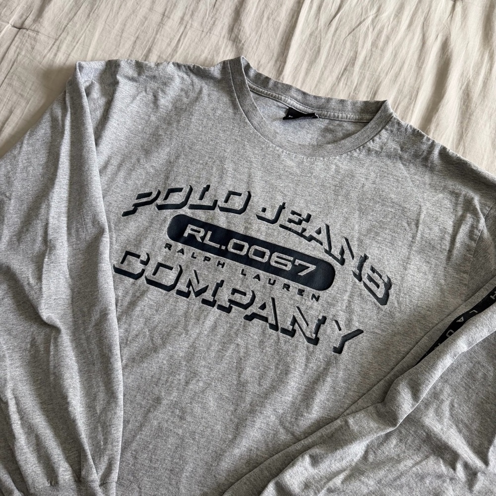 Vintage Polo Jeans Co. Ralph Lauren Long Sleeve Shirt Grey‎ Y2K 90s Streetwear